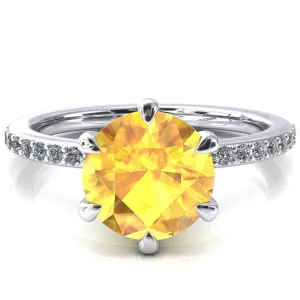 Nora Round Yellow Sapphire Solitaire 6 Prong Ring