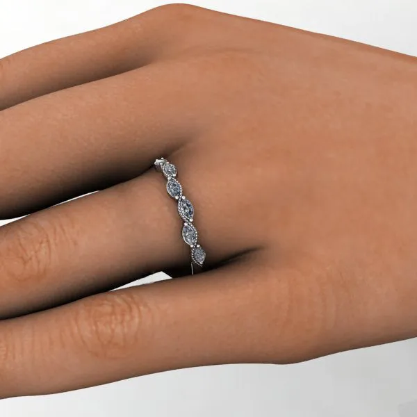 Offset Marquise Lab-Grown Diamond Wedding Band (1/3 CTW)