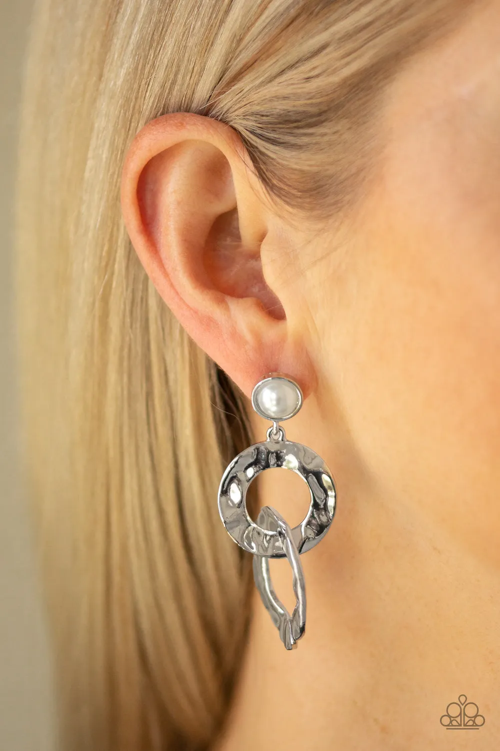 On Scene White Post Earring