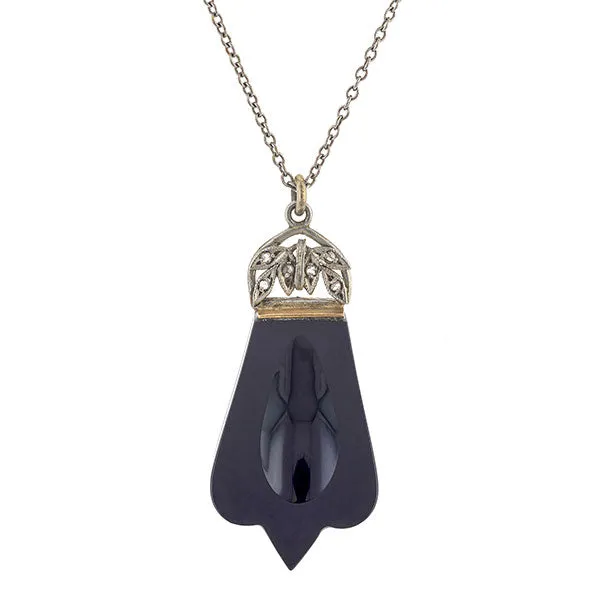 Onyx & Rose Cut Diamond Pendant