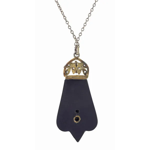 Onyx & Rose Cut Diamond Pendant