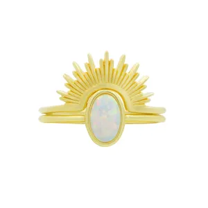 Opal Sunburst Ring Set