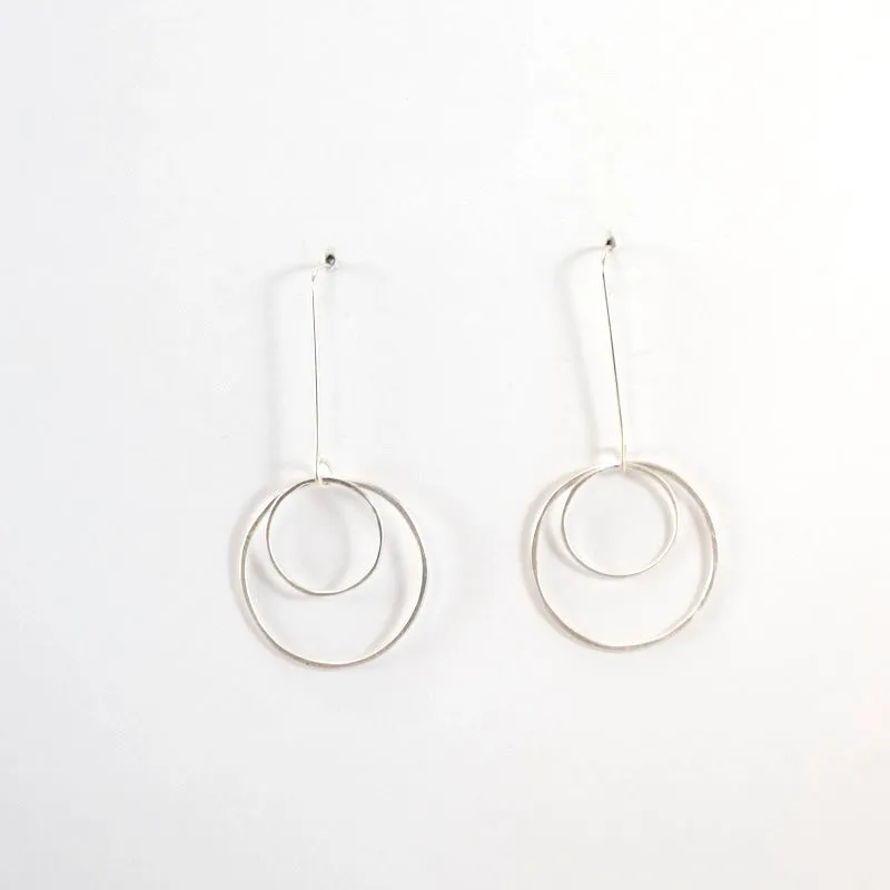 Open Circles Earrings with 1 Small & 1 Medium Sterling Silver Circle