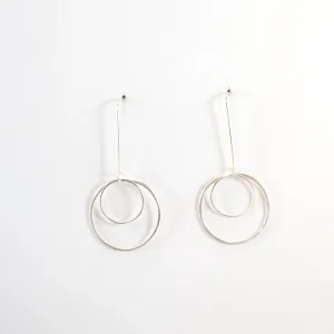 Open Circles Earrings with 1 Small & 1 Medium Sterling Silver Circle