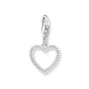Open heart charm with zirconia
