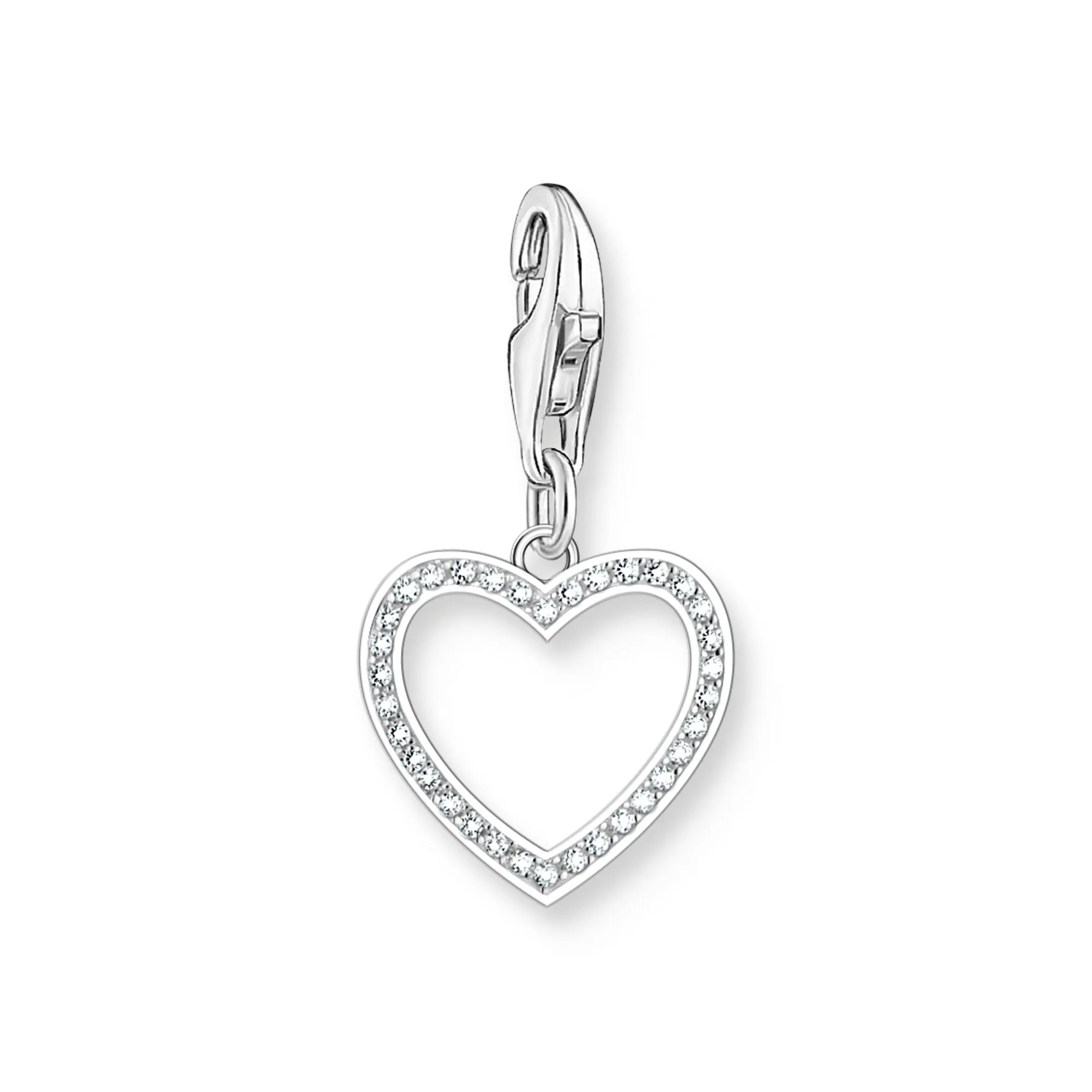 Open heart charm with zirconia