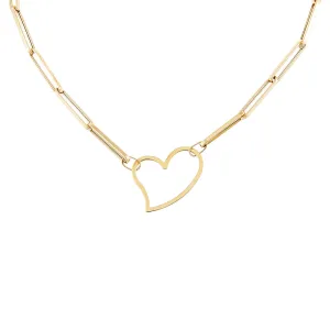 Open Heart Link Necklace 14K