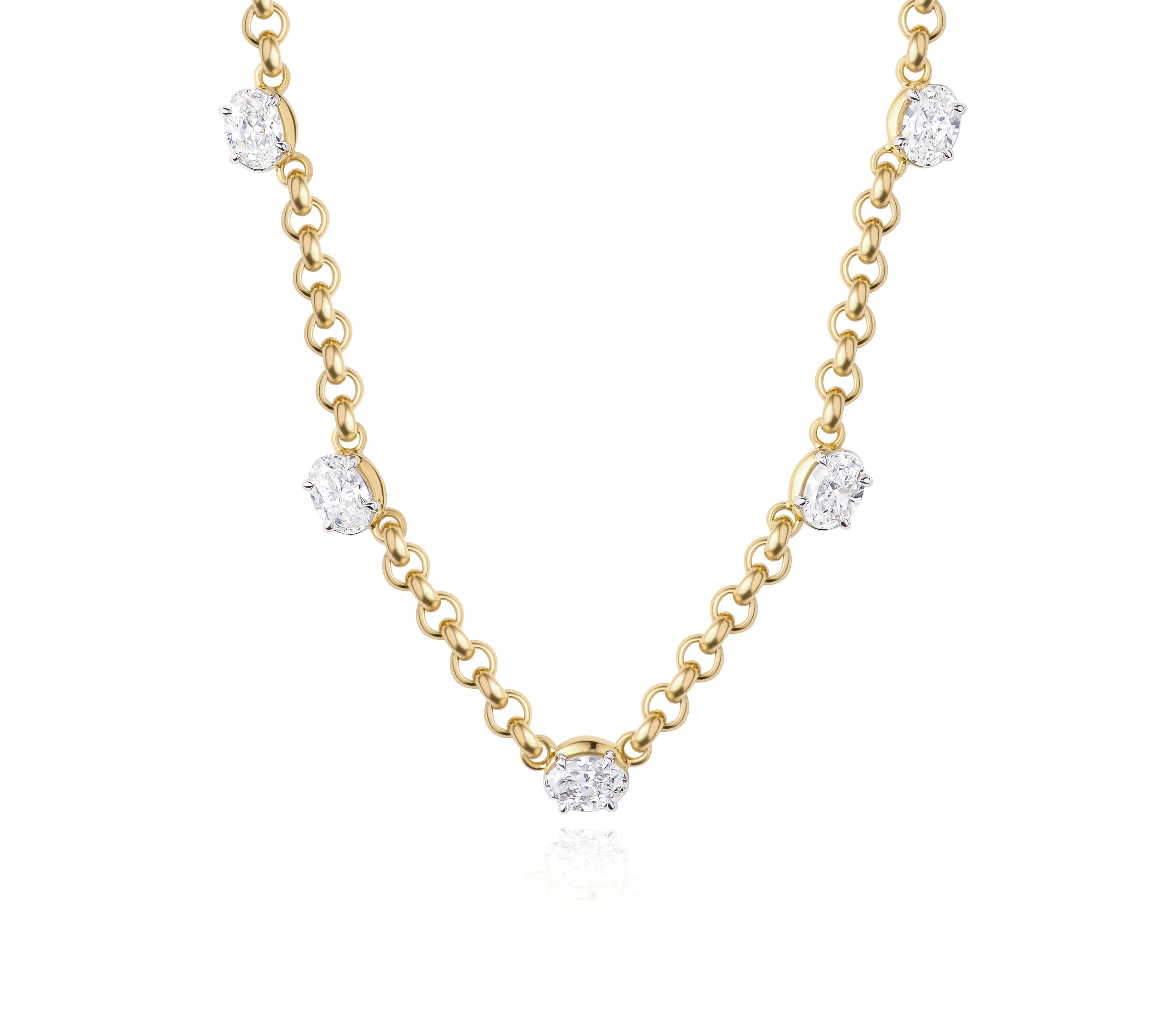 Oval Diamond Cuddle Five Station Necklace