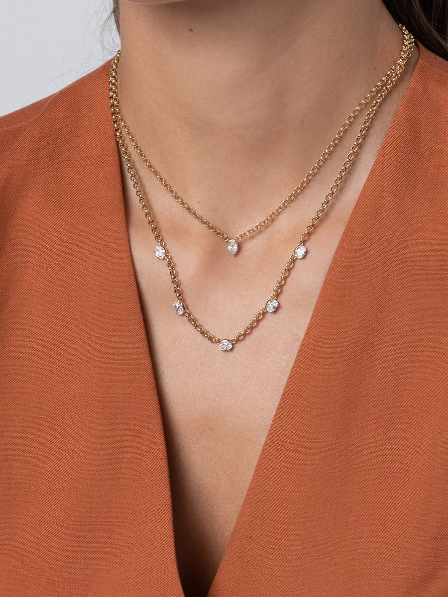 Oval Diamond Cuddle Five Station Necklace