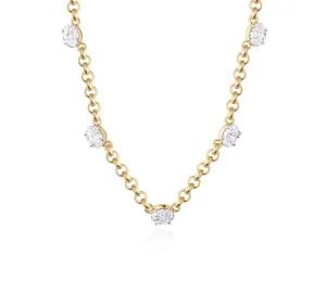 Oval Diamond Cuddle Five Station Necklace