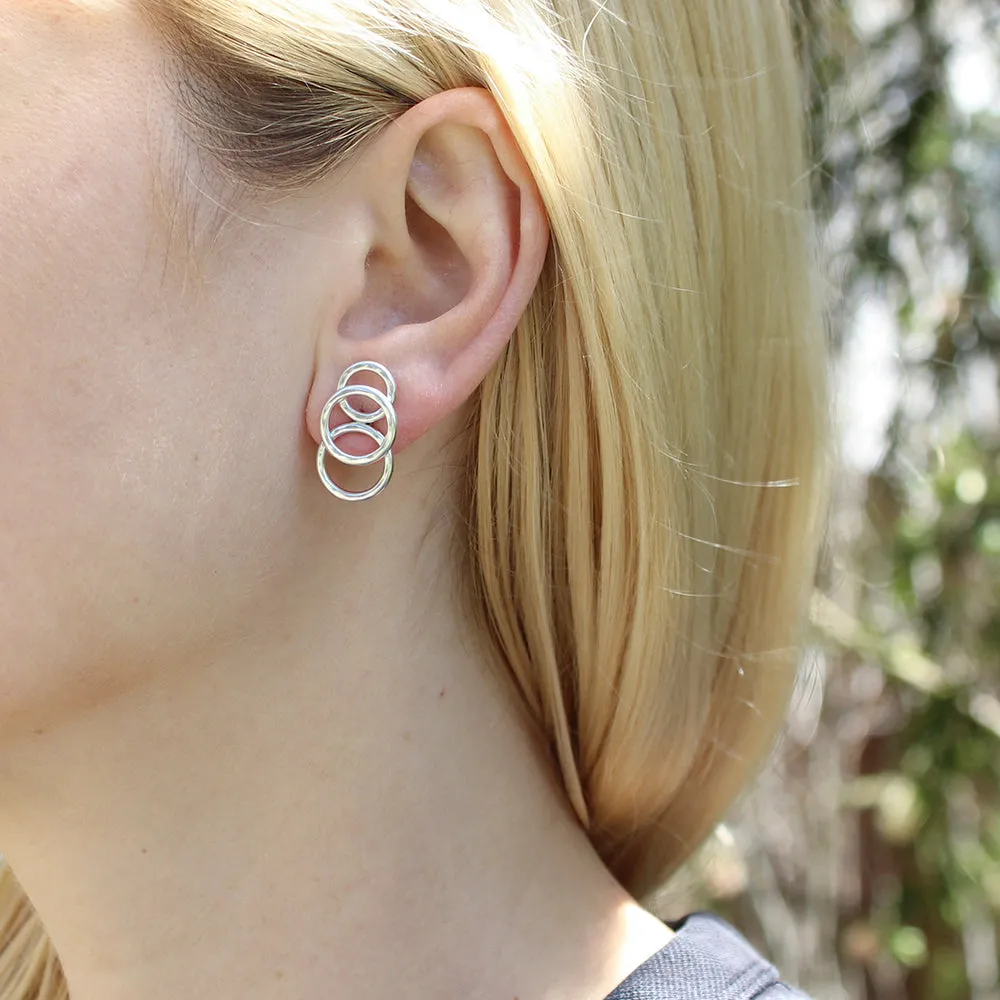 Overlapping Hammered Rings Post Earring
