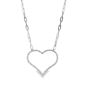 Oversized Heart and Paperclip Chain Necklace