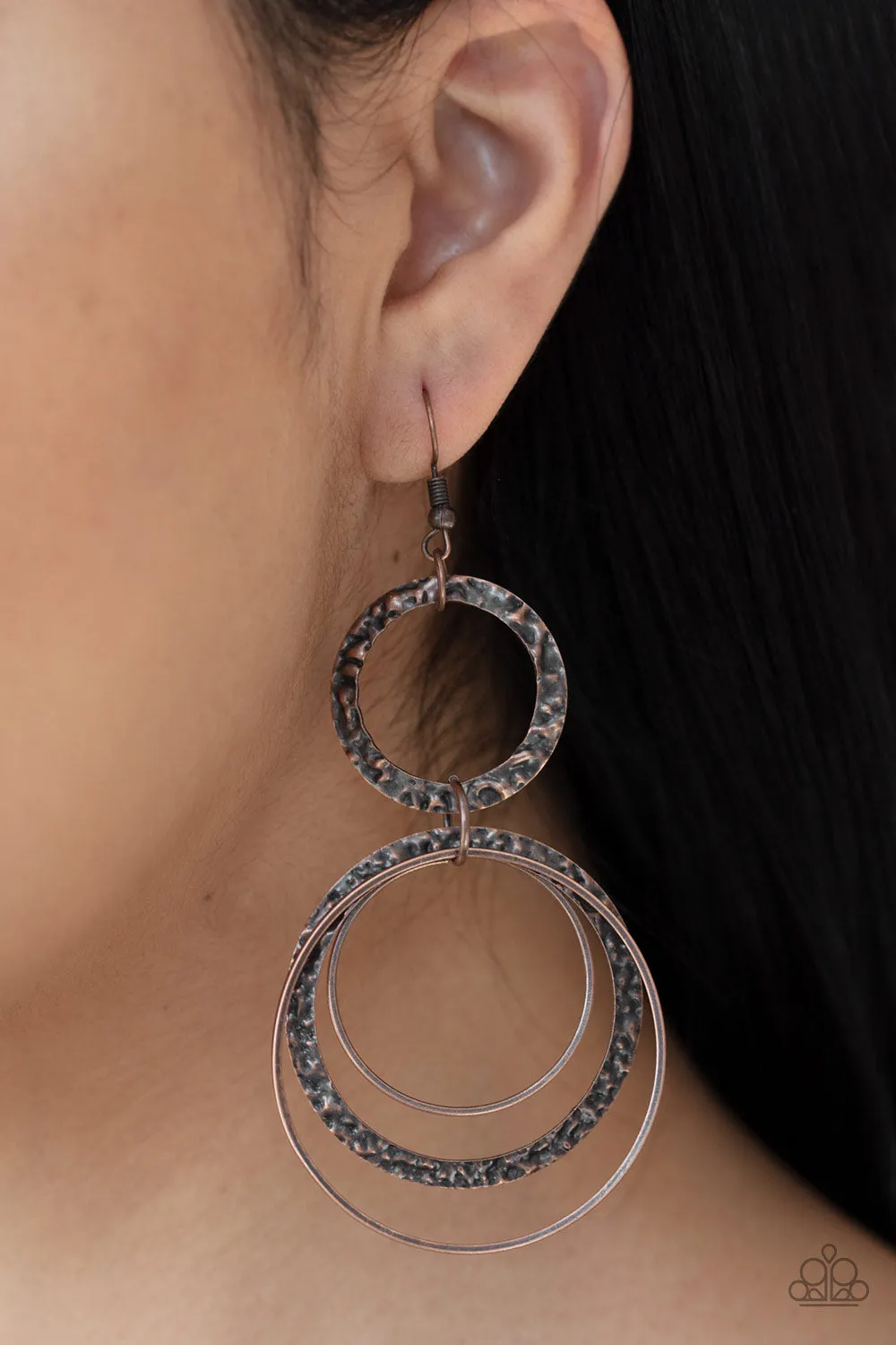 Paparazzi Eclipsed Edge - Copper Earrings