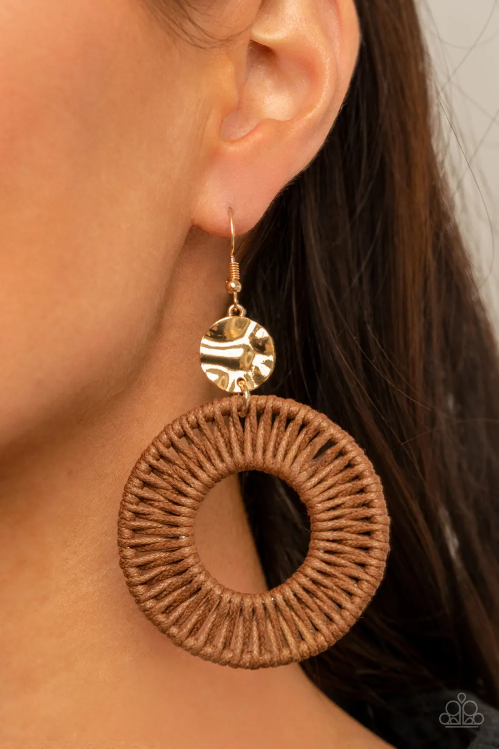Paparazzi Total Basket Case - Brown Earrings