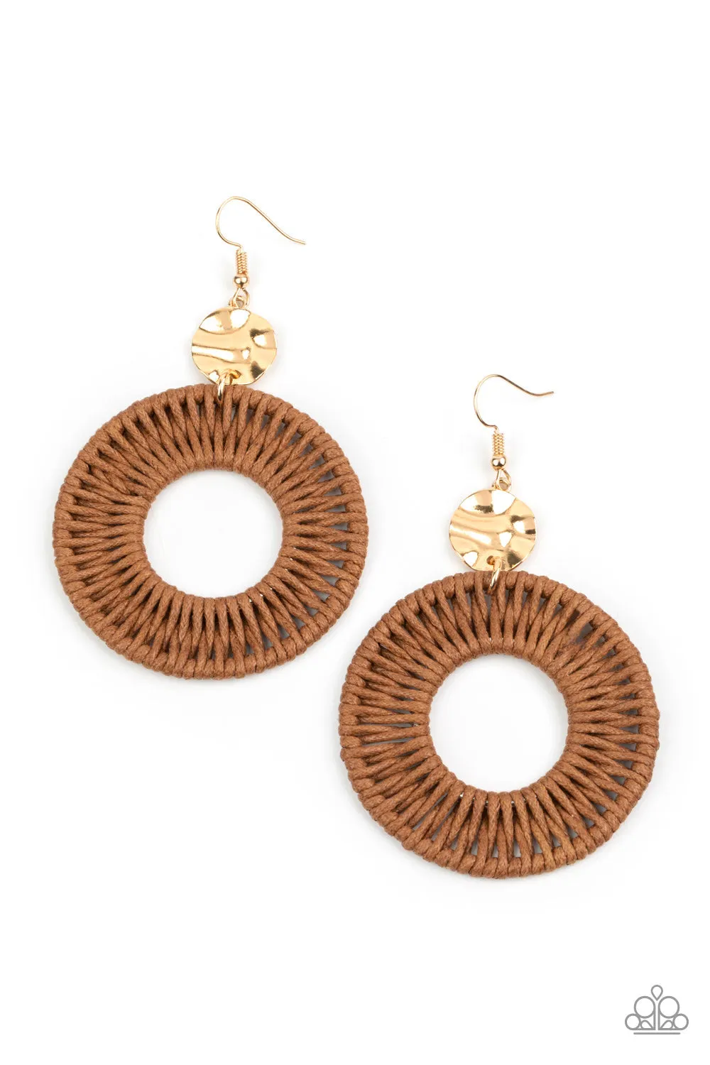 Paparazzi Total Basket Case - Brown Earrings
