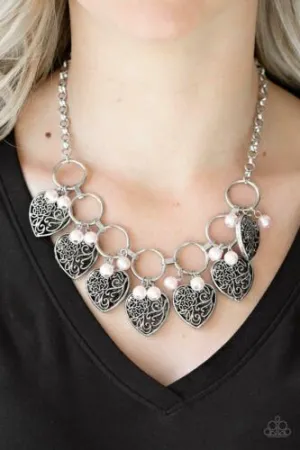 Paparazzi - Very Valentine - Pink Pearl Necklace
