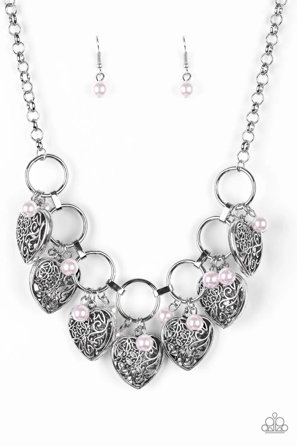 Paparazzi - Very Valentine - Pink Pearl Necklace