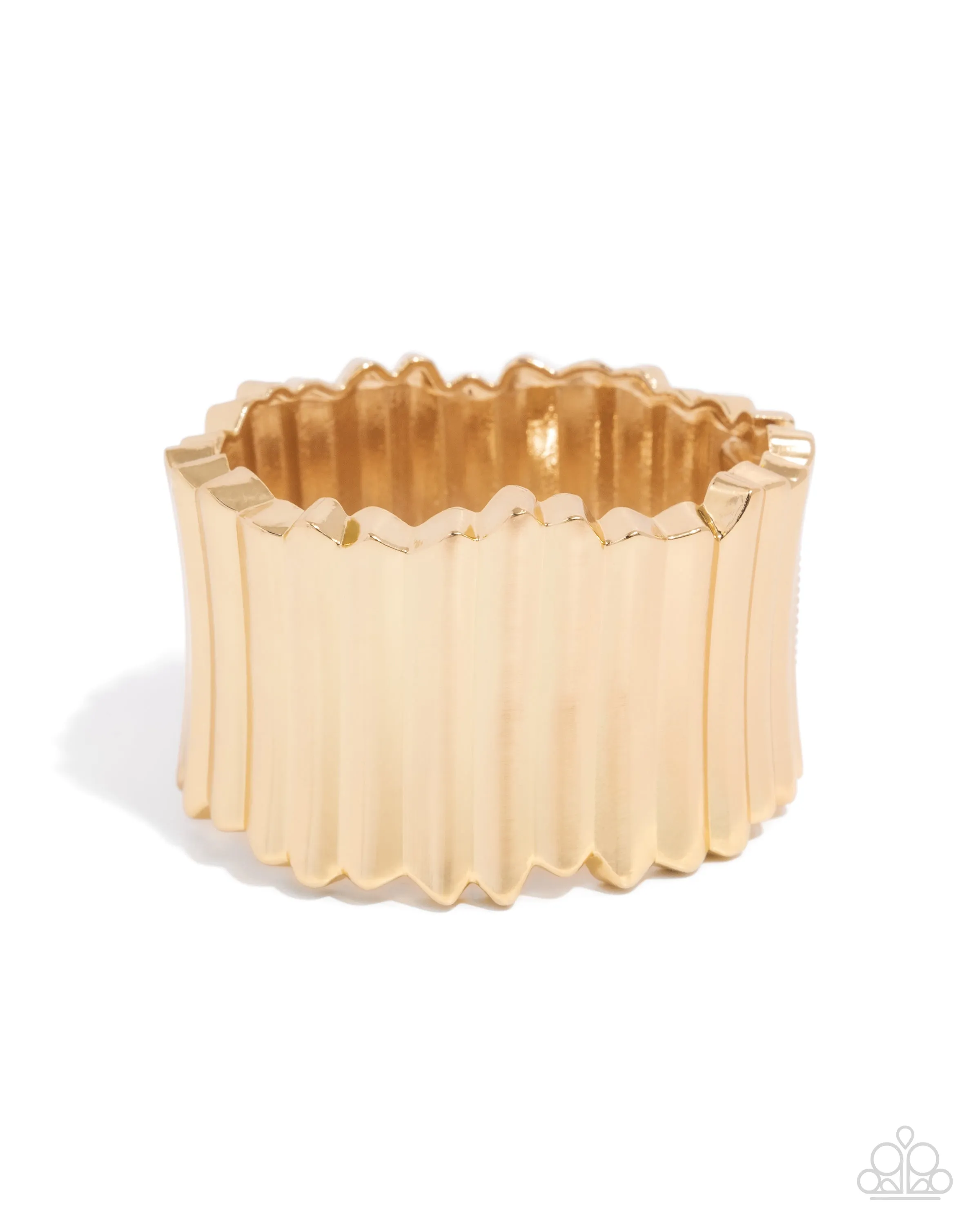Paparazzi Warped Welding - Gold Stretchy Bracelet