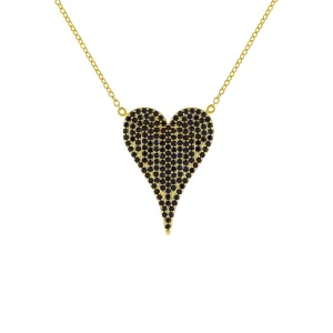 Pavé Large Onyx Heart Necklace