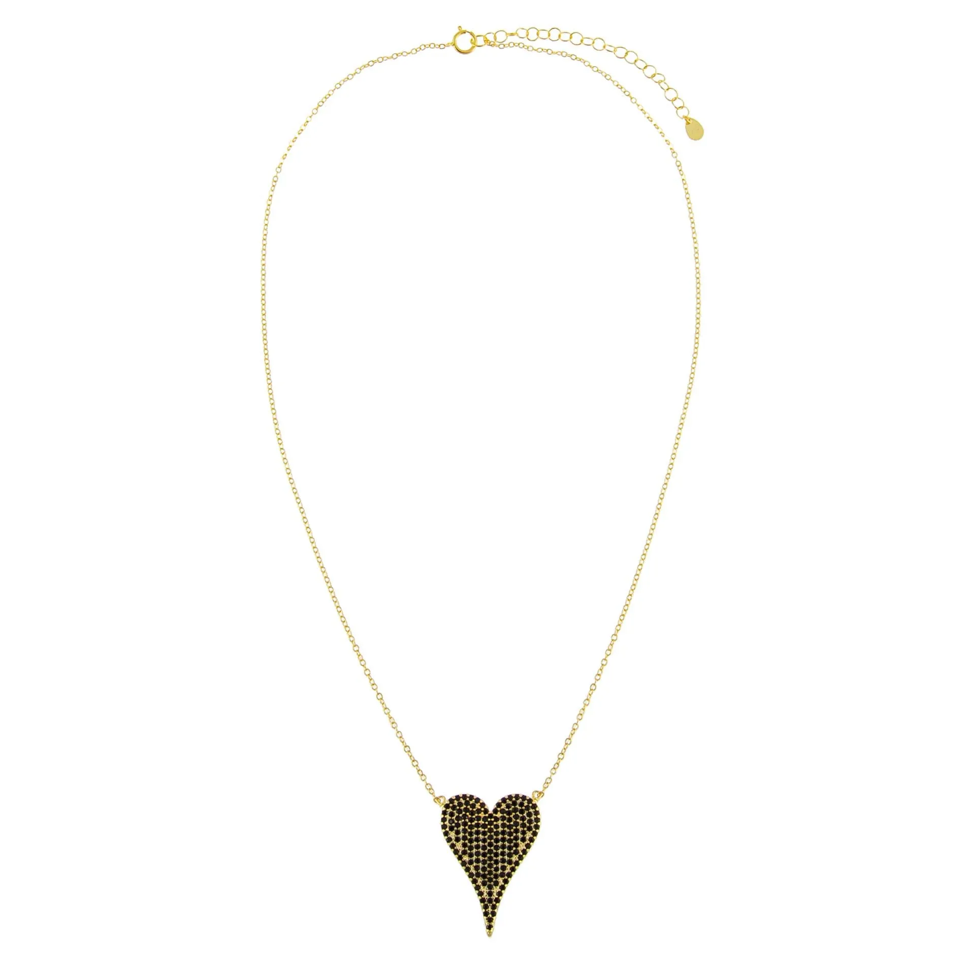 Pavé Large Onyx Heart Necklace