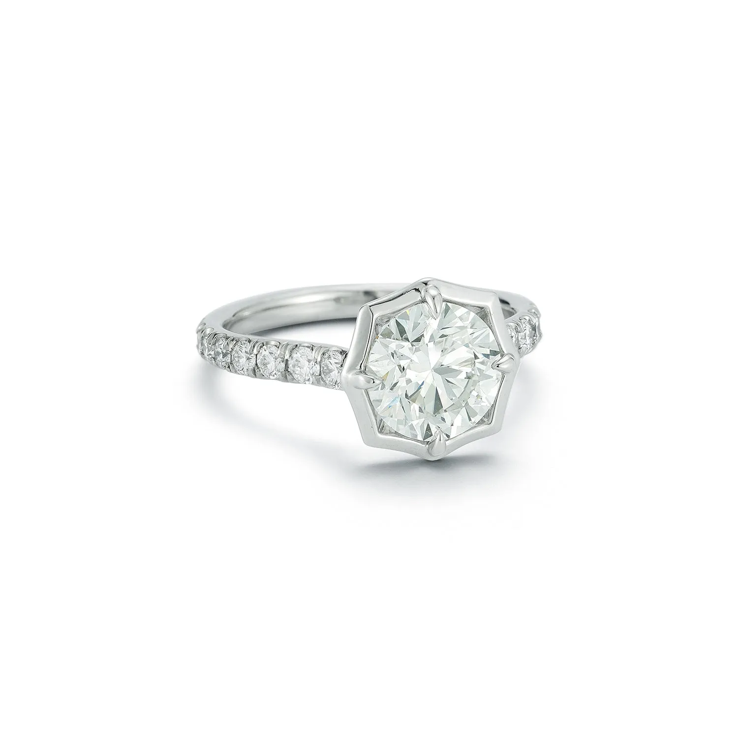 Pave Alchemy Solitaire Ring, Round Center