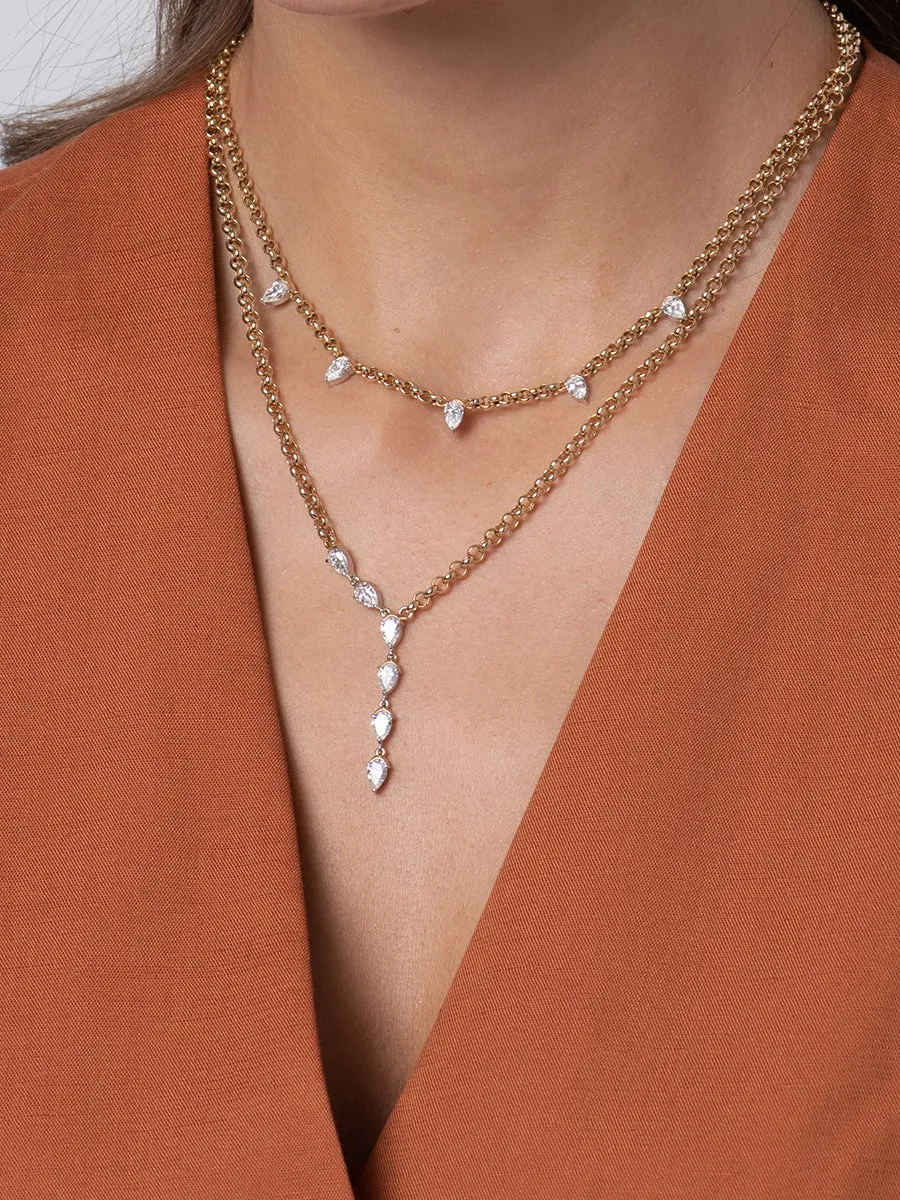 Pear Diamond Cuddle Five Station Necklace