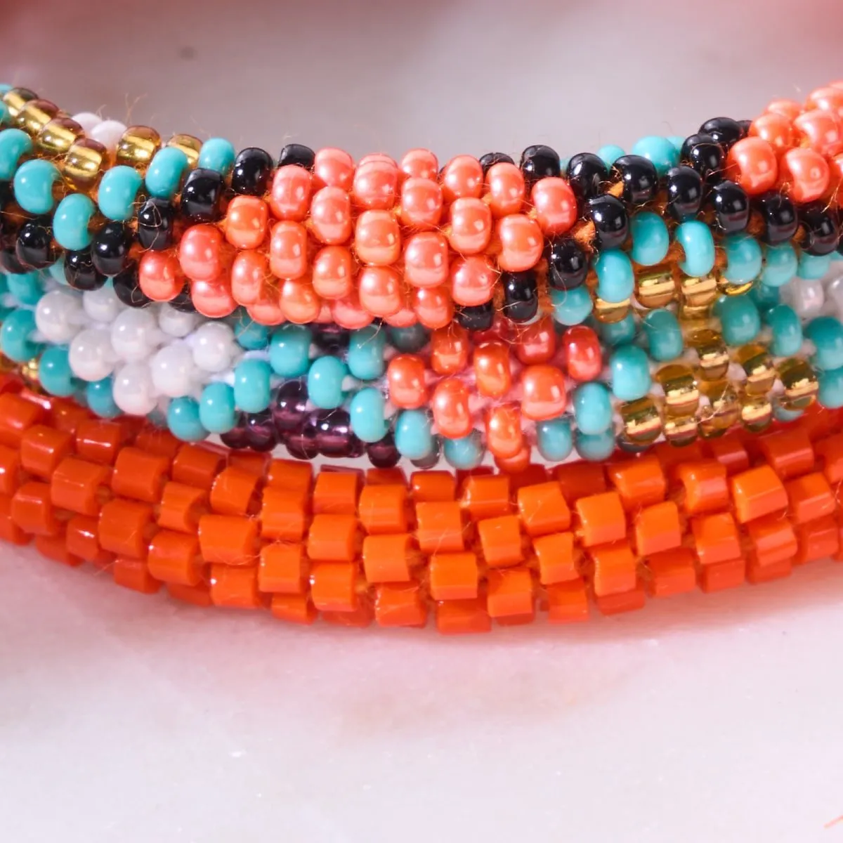 Pearl Coral | Himalayan Glass Bead Bracelet