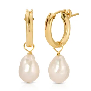 Pearl Dangle Hoop Earrings