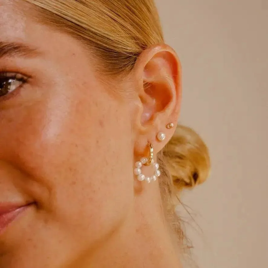 Pearl Halo Hoop Earrings