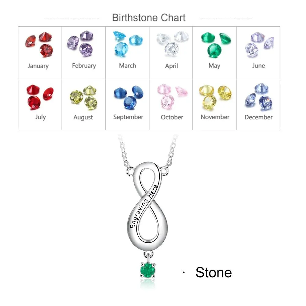 Personalized Engraved 1 Stone Infinity Love Necklace