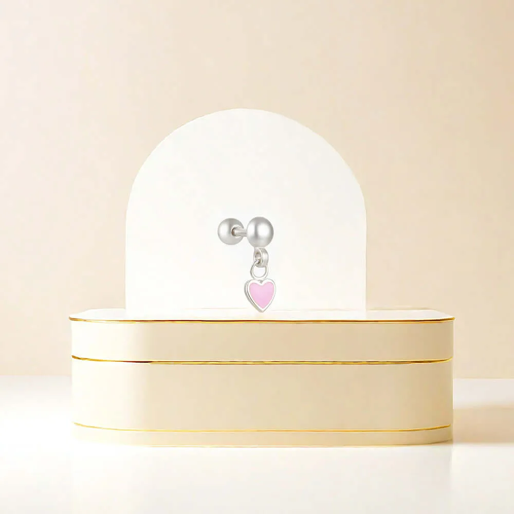 Pink Love Enamel Ball Back Earrings