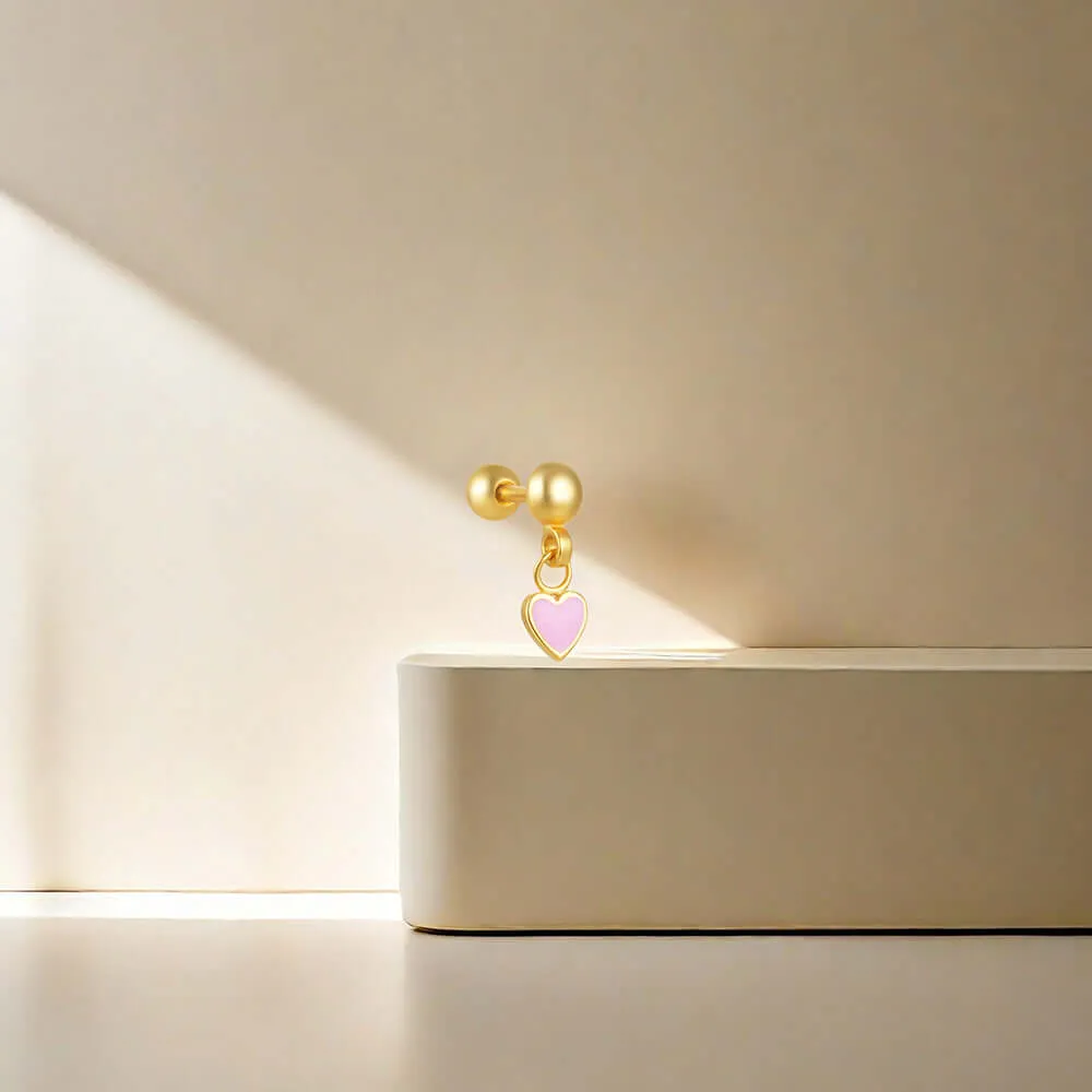 Pink Love Enamel Ball Back Earrings