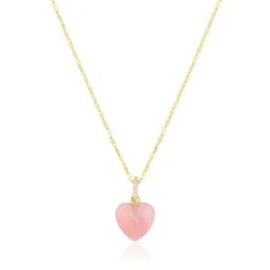 Pink Opal Diamond Heart Necklace