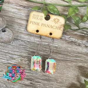 Pink Panache Iridescent Emerald Earrings - Silver