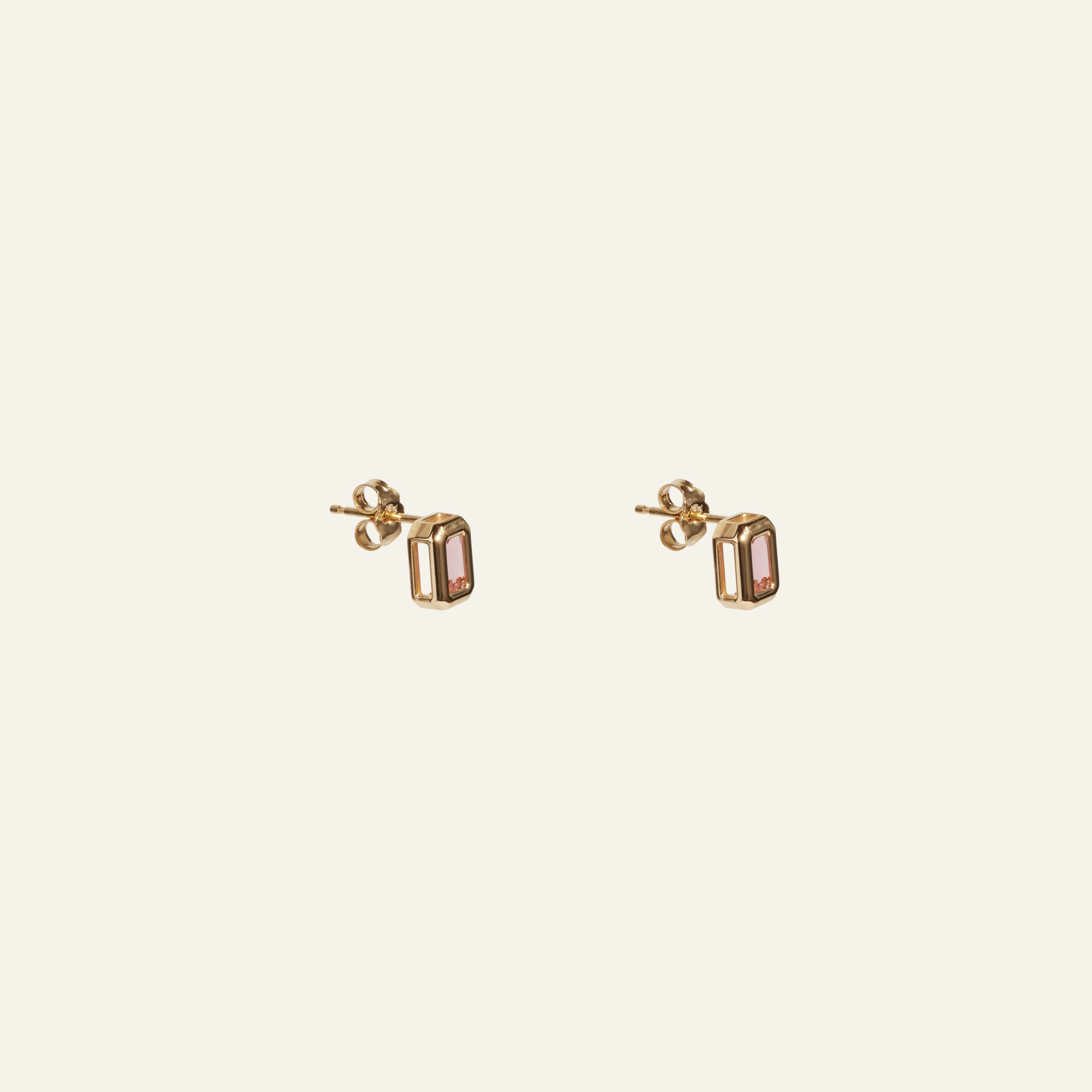 Pink Tourmaline Stud Earring