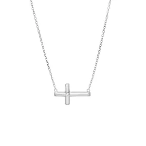 Plated Sterling Silver Diamond E2W Cross Necklace