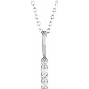 Platinum .07 CTW Natural Diamond Vertical Bar 16-18" Necklace