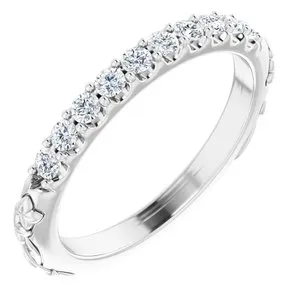 Platinum 1/4 CTW Natural Diamond Floral-Inspired Anniversary Band