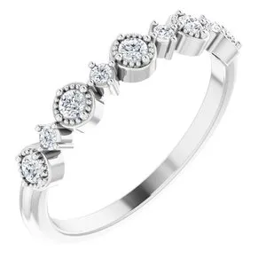 Platinum 1/5 CTW Natural Diamond Beaded Halo Anniversary Band