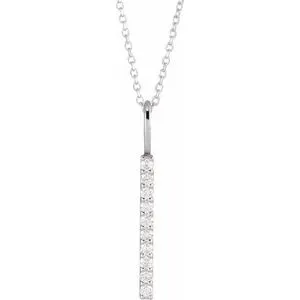 Platinum 1/6 CTW Natural Diamond Vertical Bar 16-18" Necklace