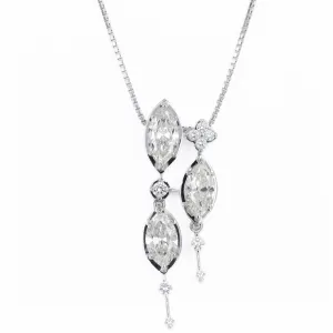 Platinum 2.26 Carat Marquise Diamond Trio Pendant Necklace