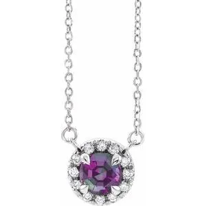 Platinum 3 mm Natural Alexandrite & .03 CTW Natural Diamond 18" Necklace