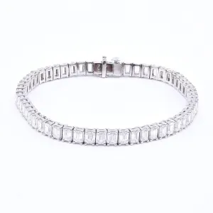 PLATINUM 7-INCH EMERALD-CUT DIAMOND TENNIS BRACELET 8.61CTW