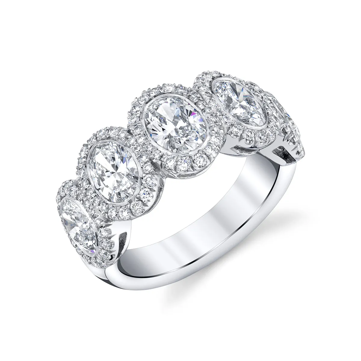 Platinum Five Stone Oval Ring