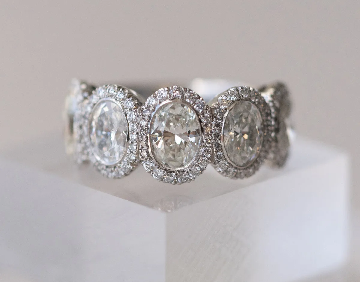 Platinum Five Stone Oval Ring