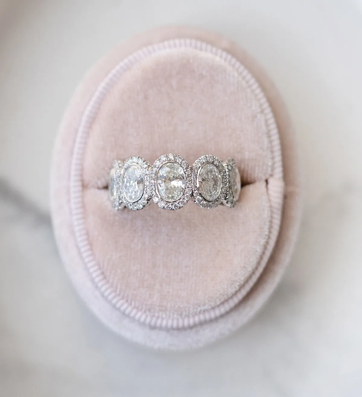 Platinum Five Stone Oval Ring