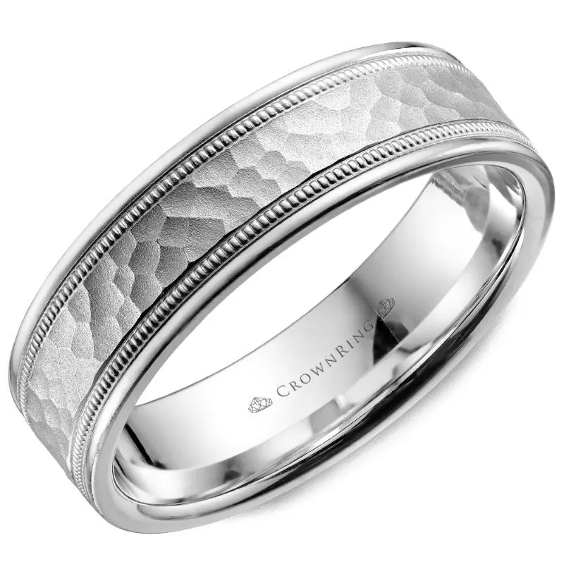 Platinum Hammered With Carved Edges