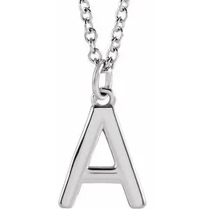 Platinum Initial A Dangle 16" Necklace