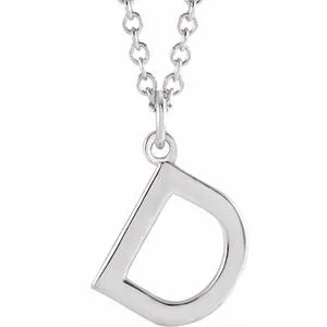 Platinum Initial D Dangle 18" Necklace