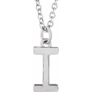 Platinum Initial I Dangle 16" Necklace